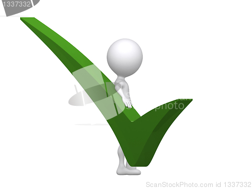 Image of green check mark with 3d man 