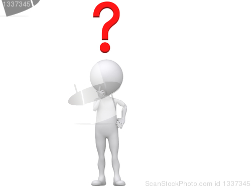 Image of 3d human with a red question mark, 3d illustration. 