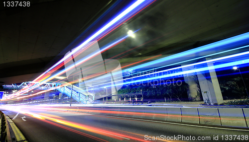 Image of Megacity Highway at night with light trails