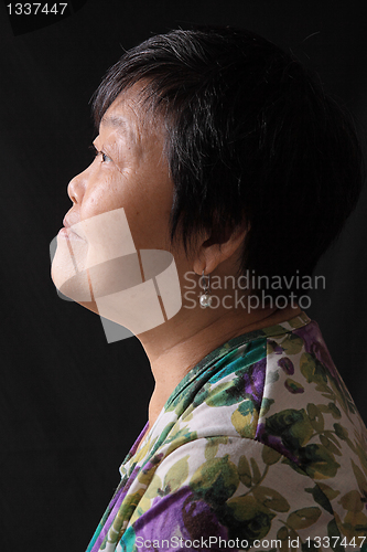 Image of asian woman on black background 