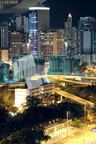 Image of Hong Kong downtown at night 