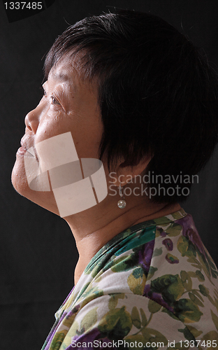 Image of asian woman on black background 