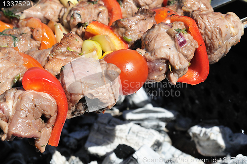 Image of Kebabs, threaded on a skewer