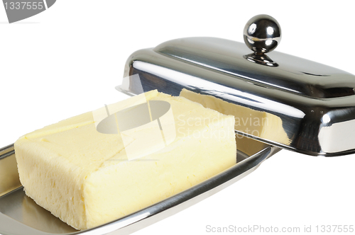 Image of Butter in a chromed metal box