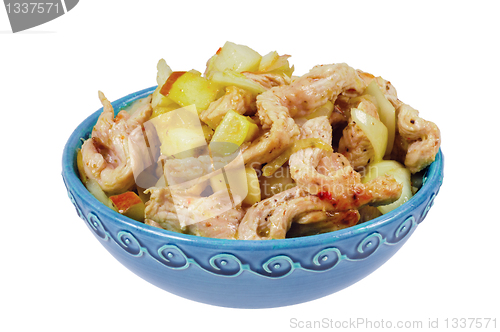 Image of Plate with chicken and potatoes