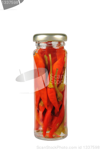 Image of Canned red peppers in a jar