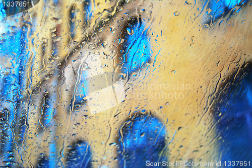 Image of Window with raindrops