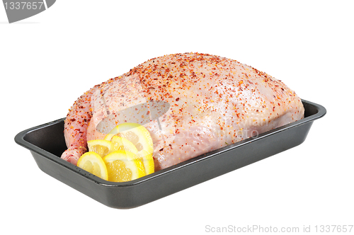 Image of Stuffed chicken  on a baking sheet