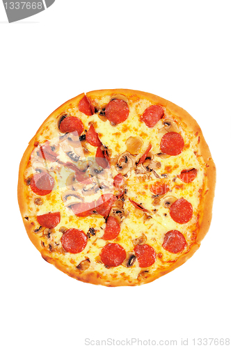 Image of A pizza  with  pepperoni