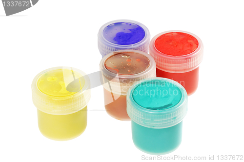 Image of Five cans  of paint buckets