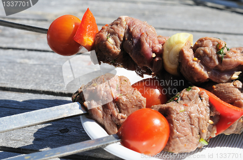 Image of Kebabs, threaded on a skewer