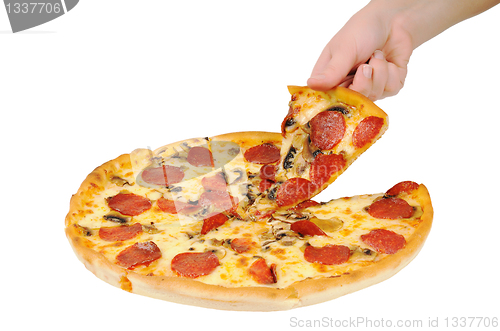 Image of A pizza  with  pepperoni