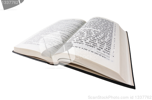 Image of An open book. Bible. Close up.