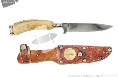 Image of Vintage hunting knife with a bone handle