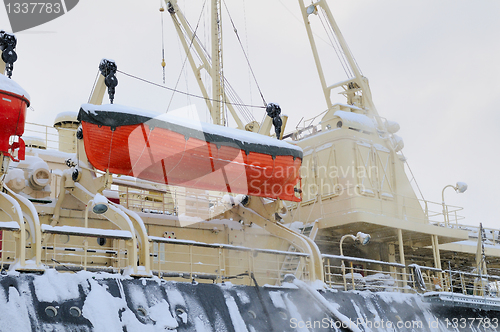 Image of Lifeboat on the side of the ship