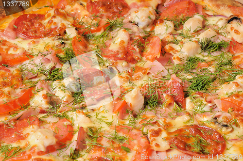 Image of Pizza closeup. Background