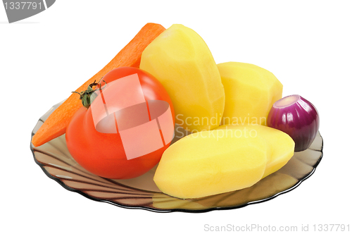 Image of Peeled vegetables on a plate