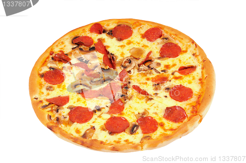 Image of A pizza  with  pepperoni