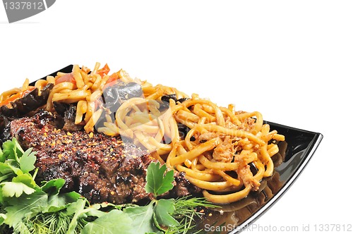 Image of Grilled beef with Chinese noodles