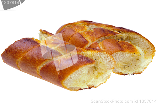 Image of Two pieces of baked baguette