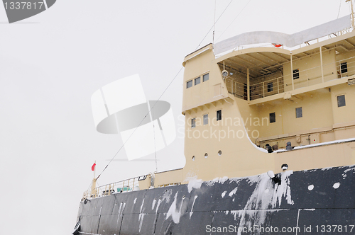 Image of Icebreaker at sea in the snow