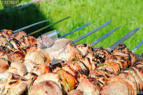 Image of Kebabs, threaded on a skewer