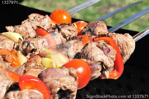 Image of Kebabs, threaded on a skewer