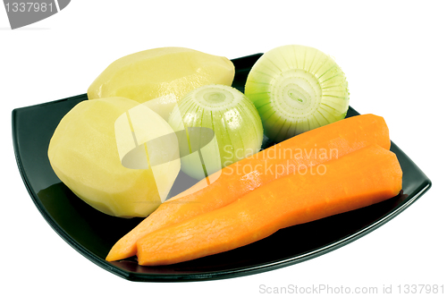 Image of Peeled vegetables on a plate