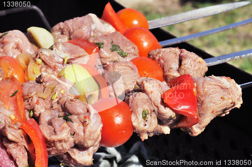 Image of Kebabs, threaded on a skewer