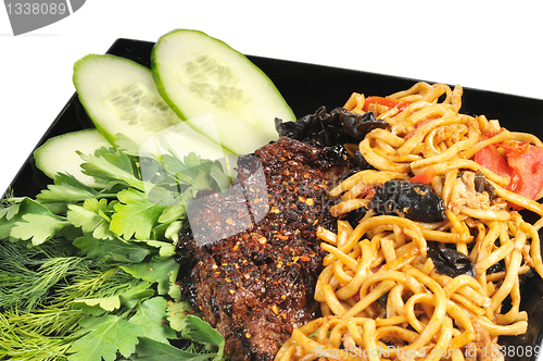 Image of Grilled beef with Chinese noodles