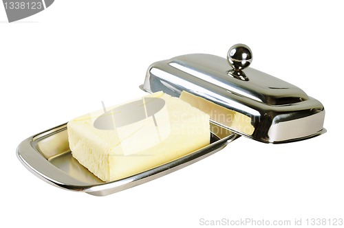 Image of Butter in a chromed metal box
