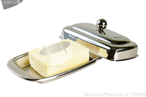 Image of Butter in a chromed metal box