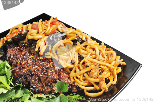 Image of Grilled beef with Chinese noodles