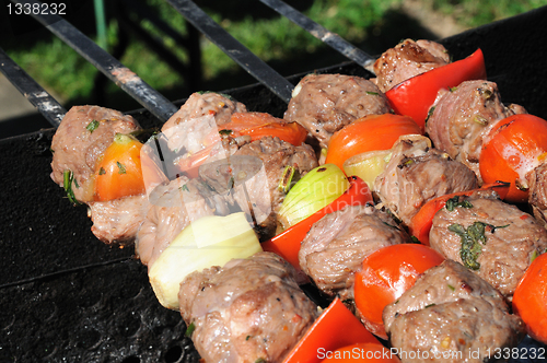 Image of Kebabs, threaded on a skewer