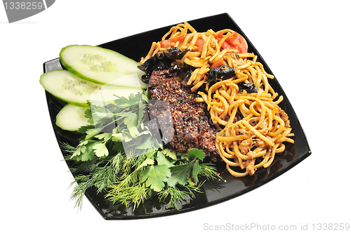 Image of Grilled beef with Chinese noodles