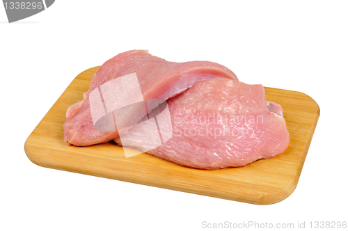 Image of Turkey meat on a wooden board