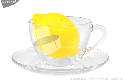 Image of Fresh lemon in a transparent glass cup