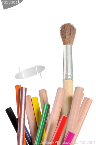 Image of Pencils and a brush to paint