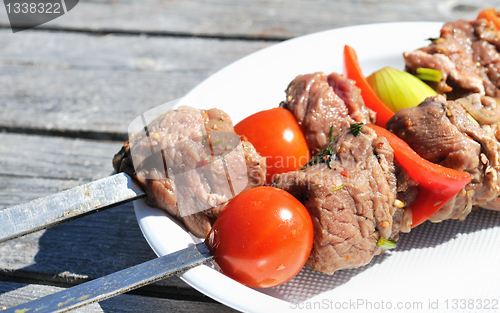 Image of Kebabs, threaded on a skewer