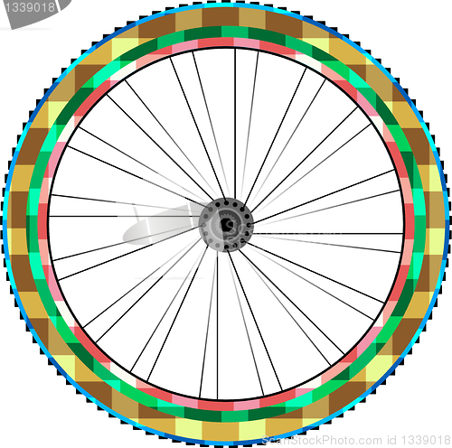 Image of Front wheel of a mountain bike background. vector