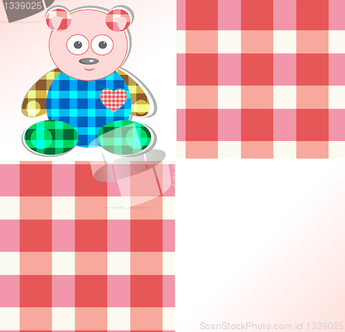 Image of Cute card with pink teddy bear for girl