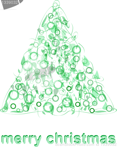 Image of Abstract green christmas tree greeting card vector