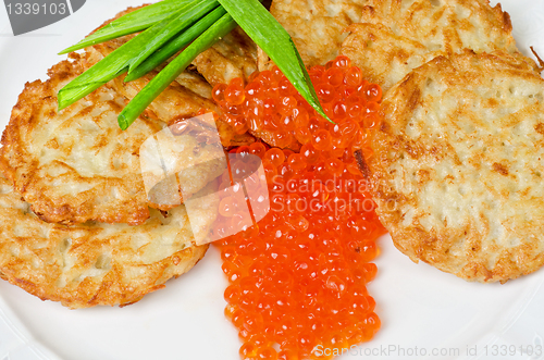 Image of pancakes with red caviar