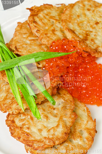 Image of pancakes with red caviar