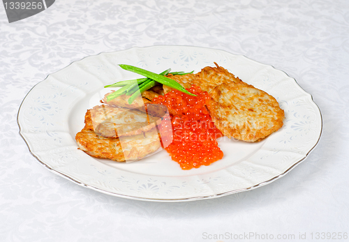 Image of pancakes with red caviar