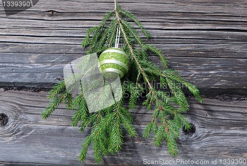 Image of Christmas Tree Twig and Decoration