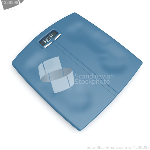 Image of Bathroom weight scale with word HELP on display