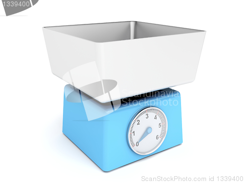 Image of Blue retro kitchen weight scale