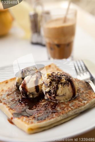 Image of Sweet crepe with ice cream