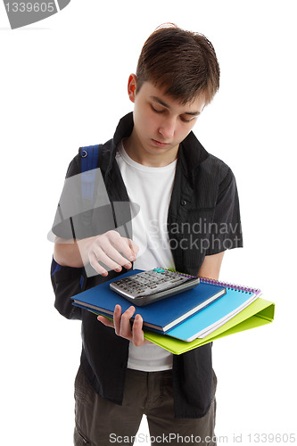 Image of Student with books and equipment